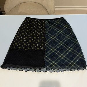 urban outfitters patchwork mesh mini skirt